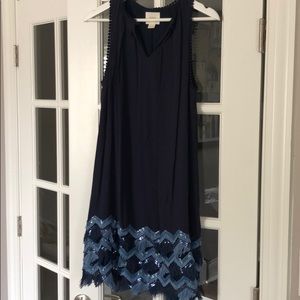 Navy and blue sequin dress from Anthropologie